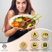 Load image into Gallery viewer, Wooden Salad Bowl Set with Servers - Large 12 Inch Serving Bowl for Soups, Fruit, Pasta and Mixed Salads - 'BUTTERFLY'