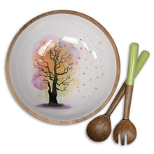 Load image into Gallery viewer, Wooden Salad Bowl Set with Servers - Large 12 Inch Serving Bowl for Soups, Fruit, Pasta and Mixed Salads - 'BUTTERFLY'