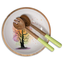 Load image into Gallery viewer, Wooden Salad Bowl Set with Servers - Large 12 Inch Serving Bowl for Soups, Fruit, Pasta and Mixed Salads - 'BUTTERFLY'