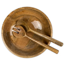 Load image into Gallery viewer, Wooden Salad Bowl Set with Servers - Large 12 Inch Serving Bowl for Soups, Fruit, Pasta and Mixed Salads - 'NATURAL''